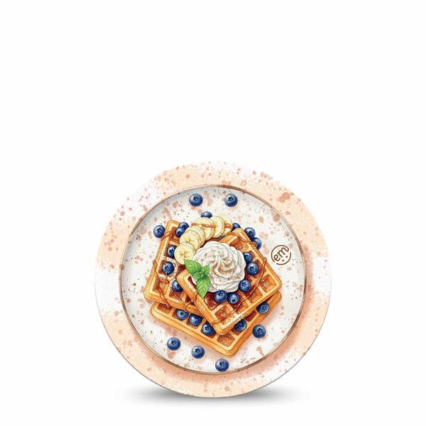 ExpressionMed Breakfast Freestyle Libre, Libre 2 Plus, and Abbott Lingo OverPatch, Single Tape Waffles with toppings Fixing Ring Tape for Continuous Glucose Monitor
