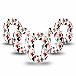 ExpressionMed Playing Cards Dexcom G6 Mini Tape 5-Pack Tape Spades Hearts Diamonds Clubs Inspired, Adhesive Tape CGM Design