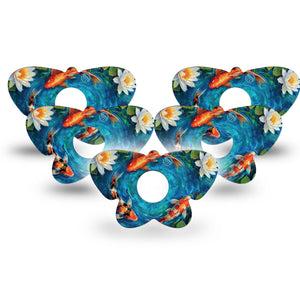 ExpressionMed Koi Pond Freestyle Libre 3 and Libre 3 Plus Butterfly, 5-Pack koi fish pattern Waterproof Sensor Cover for Continuous Glucose Monitor