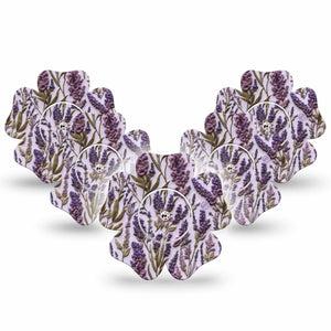 ExpressionMed Stitched Bloom Freestyle Libre, Libre 2 Plus, and Abbott Lingo Flower, 5-Pack Tape and 5-Pack Sticker Lavender embroidery Waterproof Plaster for Continuous Glucose Monitor