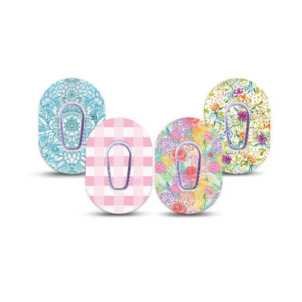 ExpressionMed Fresh Greenery Dexcom G6 Mini, tape and sticker  Florals and gingham Waterproof Adhesive Tape for CGM