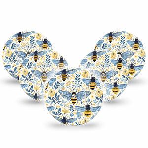 ExpressionMed Busy Bees Freestyle Libre, Libre 2 Plus, and Abbott Lingo, 5-Pack Tape and 5-Pack Sticker Spring petals bees Accessories for Continuous Glucose Monitor