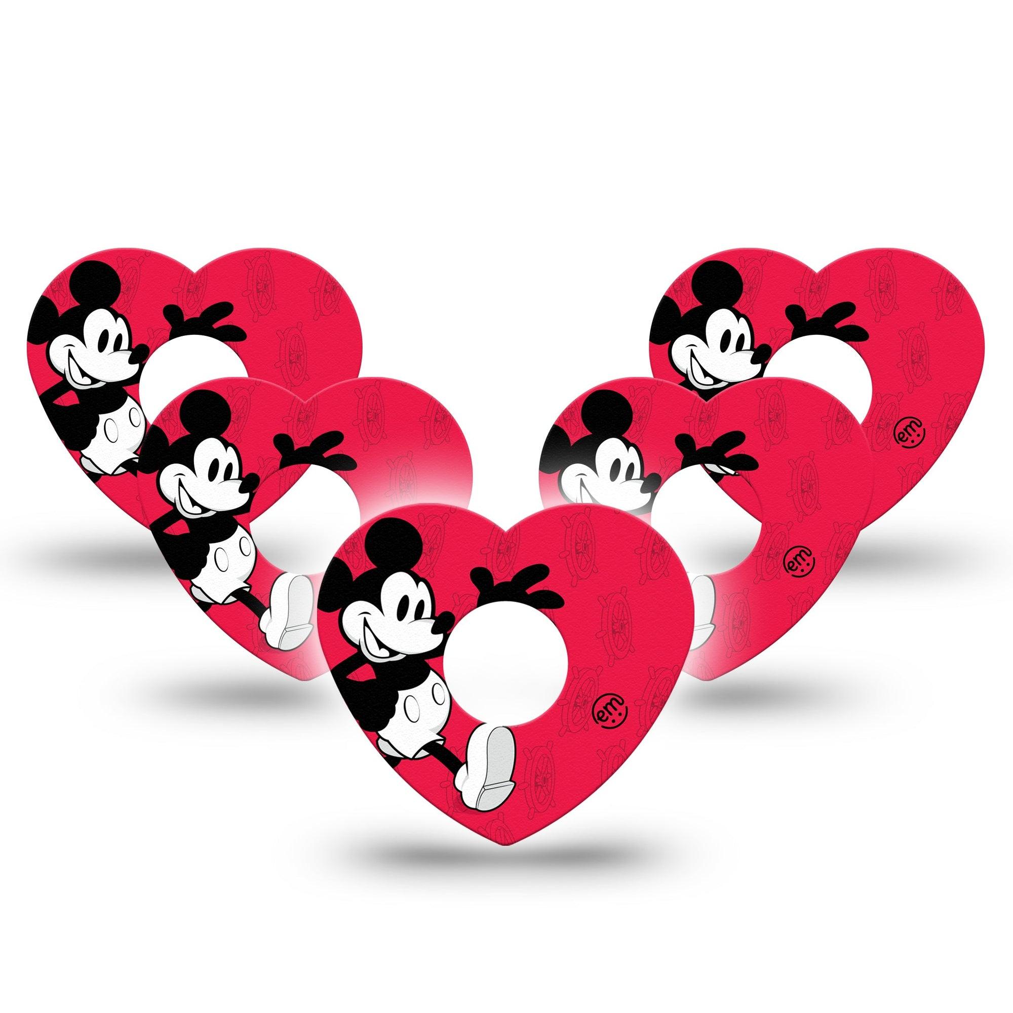 ExpressionMed Magical Mouse Freestyle Libre 3 Heart Shape Tape 5-Pack Walt Disney Mickey Mouse Patch CGM Design