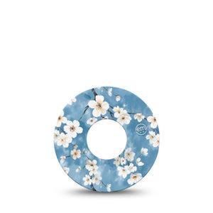 ExpressionMed Cherry Blossom Infusion Set Tape 5-Pack Tape Lovely White Florals, Overlay Patch Continuous Glucose Monitor Design