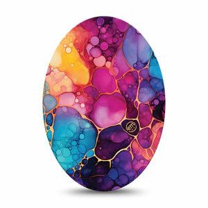 ExpressionMed Rainbow Ink Medtronic Guardian Enlite Universal Oval, Single Tape Color wash design Vinyl Decoration for CGM