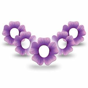 ExpressionMed Hibiscus Dexcom G7 Flower Shape Tape, Dexcom Stelo Glucose Biosensor System, 5-Pack Tape Singlet Purple Flower, Plaster CGM Design