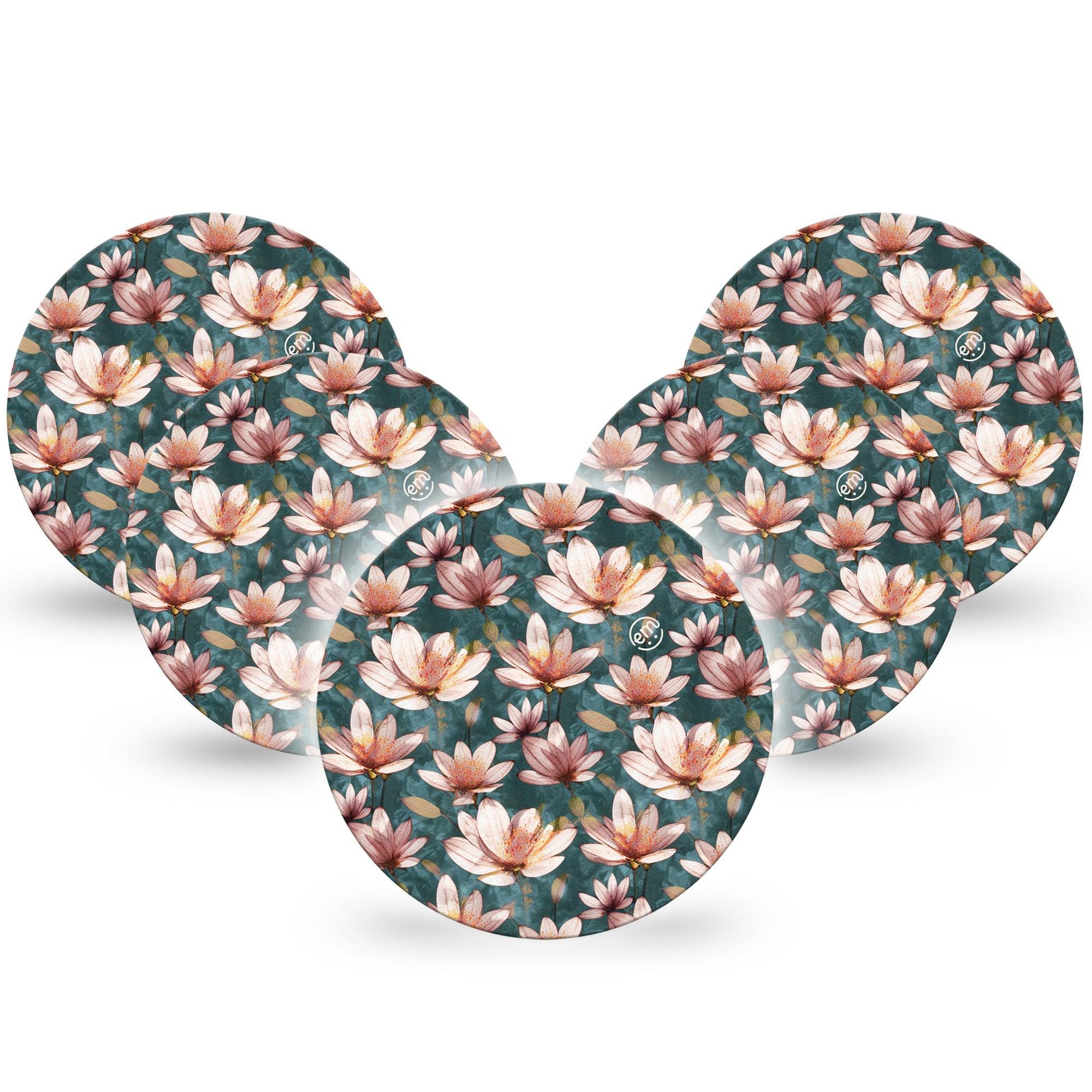 ExpressionMed Magnolia Dexcom G7 Overpatch, 5-Pack, Sweet-Smelling Florals Inspired, CGM Plaster Tape Design, Dexcom Stelo