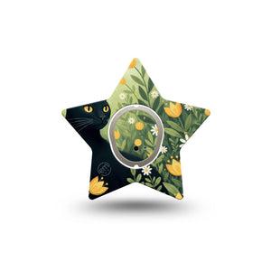 ExpressionMed Jungle Cat Dexcom G7 and Dexcom Stelo Glucose Biosensor System Star, Single Tape and Single Sticker Cat and tulips Adhesive Patch for CGM