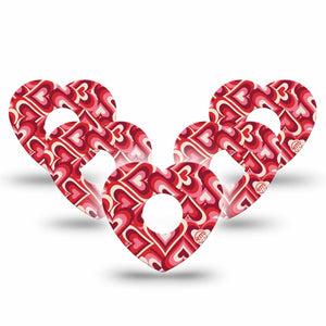 ExpressionMed Valentine Hearts Freestyle Libre 3 Heart Shape Tape 5-Pack Tape Valentine's Day Hearts, Patch CGM Design