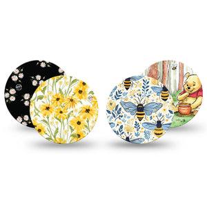 ExpressionMed Sunny Freestyle Libre 3 and Libre 3 Plus OverPatch, 4-Pack Tape yellow graphic design Plaster for CGM