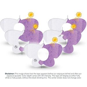 ExpressionMed Solar Violet Dexcom G7 Butterfly Shape Tape, Dexcom Stelo Glucose Biosensor System, 5-Pack Tape UV-Sensitive Color, Plaster CGM Design