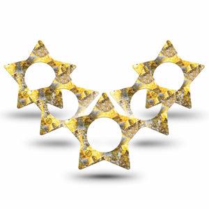 ExpressionMed Fall Camo Freestyle Libre 3 Star Shape Tape 5-Pack Yellow Leaf Camo Gear Patch CGM Design