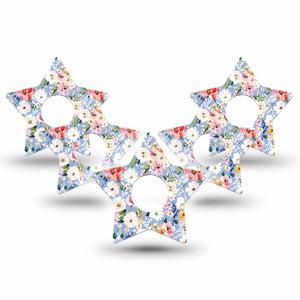 ExpressionMed Petal Breeze Freestyle Libre 3 and Libre 3 Plus Star, 5-Pack Springy floral arrangment Decorative Patch for Continuous Glucose Monitor