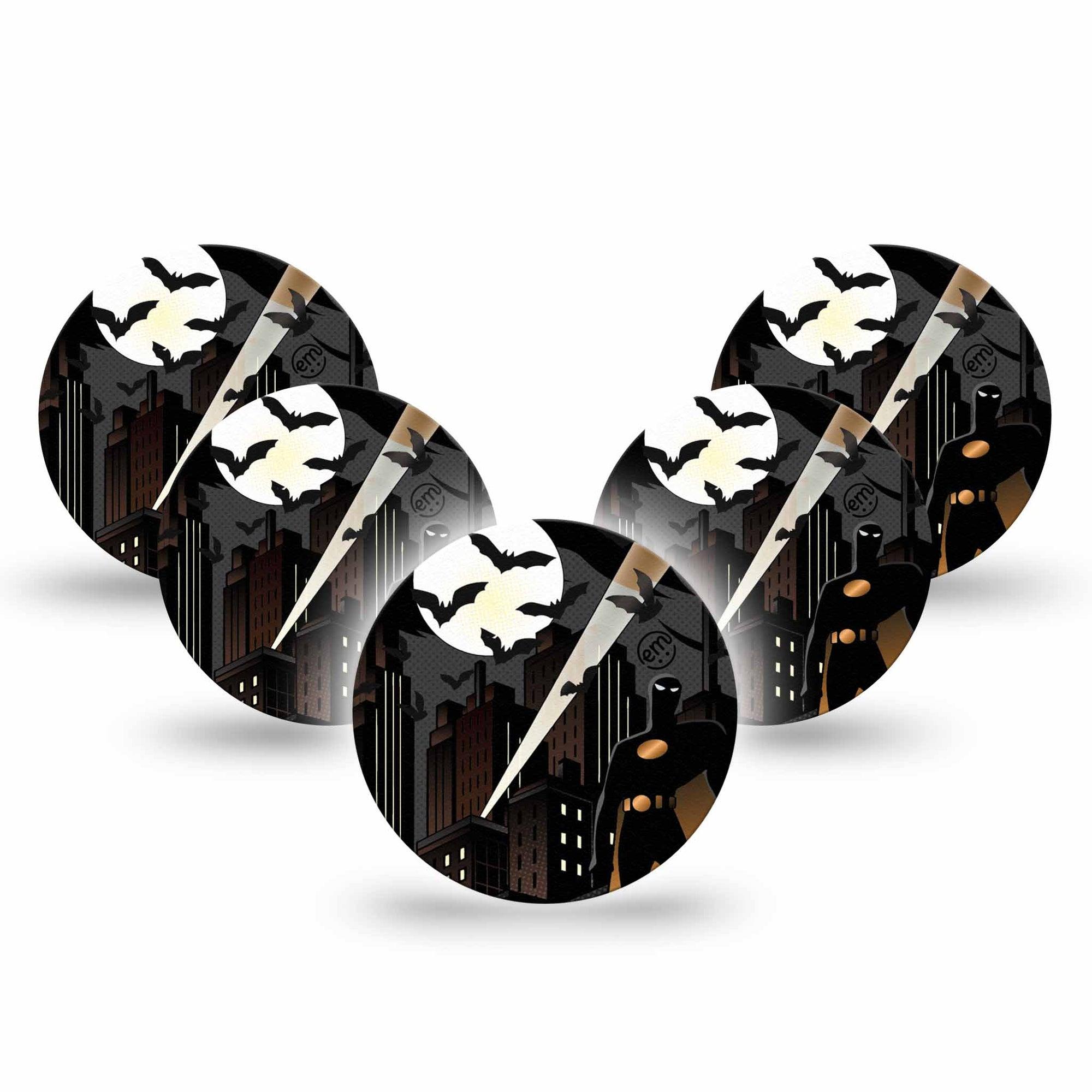 ExpressionMed Bat Man  Freestyle Libre 3 and Libre 3 Plus Overpatch 5-Pack Tape Bruce Wayne Inspired Character, Adhesive Patch CGM Design