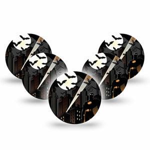 ExpressionMed Bat Man  Freestyle Libre 3 and Libre 3 Plus Overpatch 5-Pack Tape Bruce Wayne Inspired Character, Adhesive Patch CGM Design