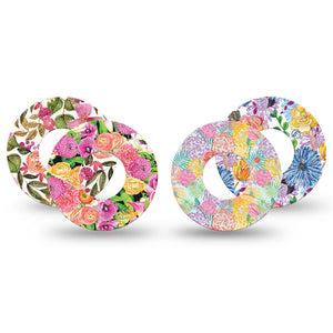ExpressionMed Bloom Pop Freestyle Libre, Libre 2 Plus, and Abbott Lingo, 4-Pack Tape Spring energetic blooms Decorative Patch for Continuous Glucose Monitor