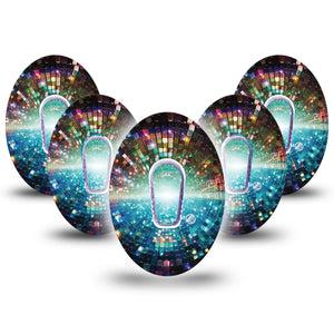 ExpressionMed Disco Lights Dexcom G6, 5-Pack Tape and 5-Pack Sticker Abstract light pattern Decorative Decal for CGM
