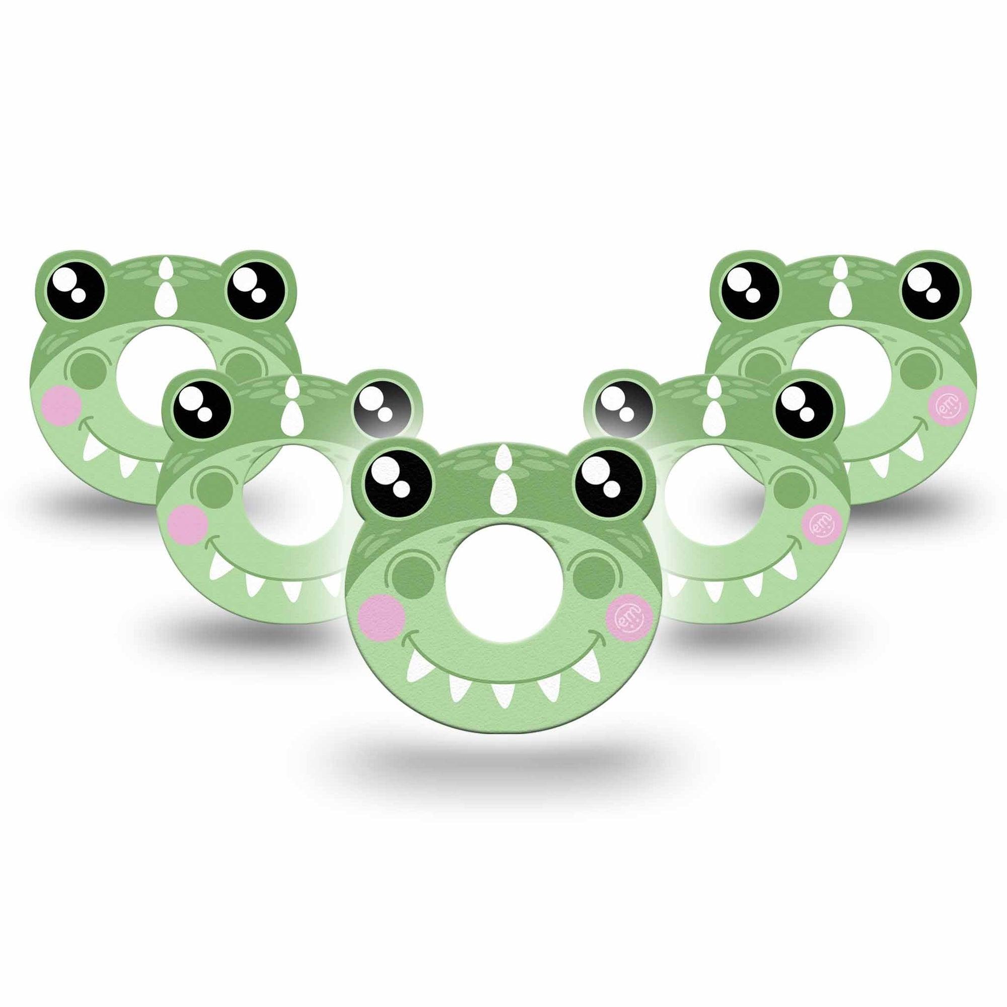 ExpressionMed Green Dinosaur Infusion Set Cute Shape Tape 10-Pack Tape Whimsical Zoo Pals Inspired Shape Plaster Continuous Glucose Monitor Design