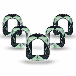 ExpressionMed Luna Moth Omnipod Mini Tape 5-Pack Tape Long-Tailed Moth, Adhesive Tape Pump Design