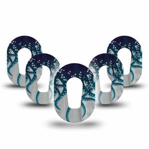 ExpressionMed Tentacles Dexcom G6 Mini Tape, 5-Pack Tape Moody Ocean Print, Adhesive Tape CGM Design