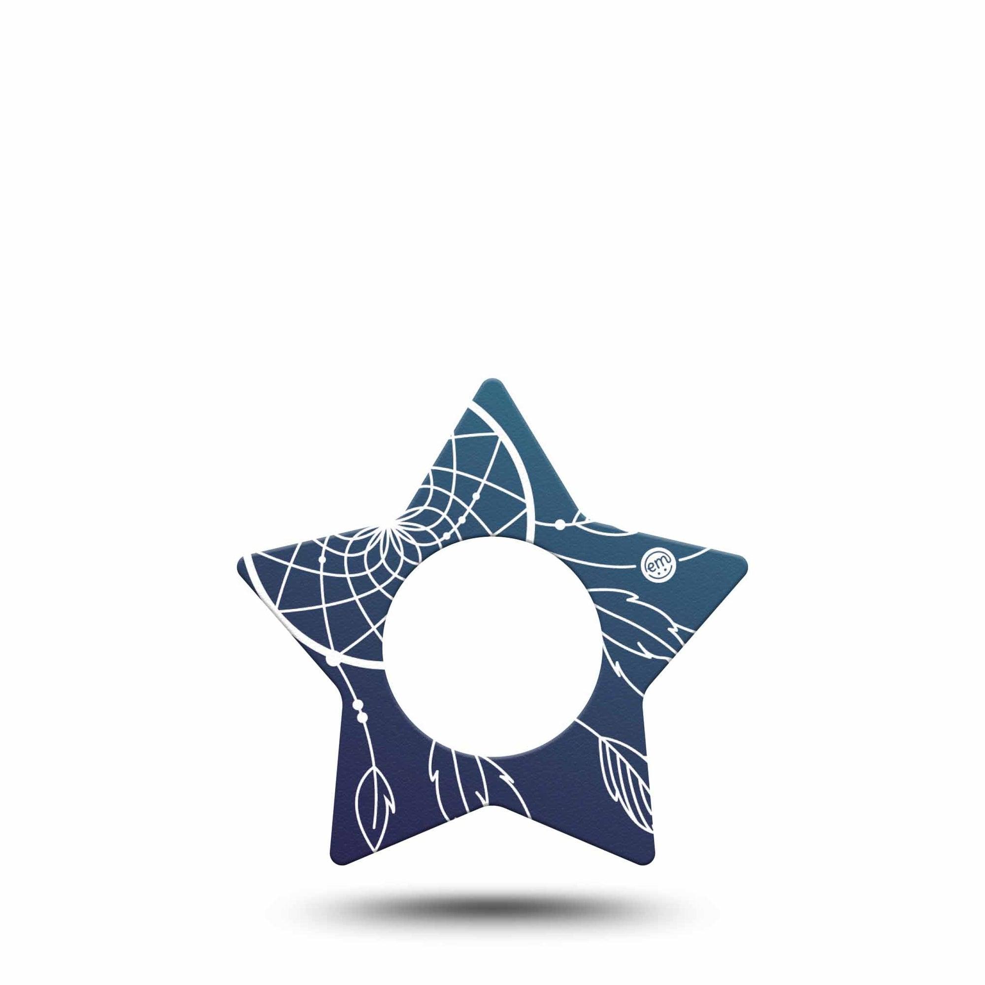 ExpressionMed Blue Dreamcatcher Freestyle Libre 2 and Libre 2 Plus Star Shape Tape, Abbott Lingo, Single Tape Artistic Charm Plaster CGM Design