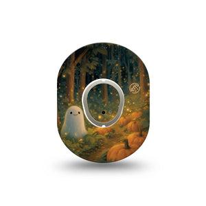 ExpressionMed Woodland Ghost Dexcom G7 and Dexcom Stelo Glucose Biosensor System Mini, Single Tape and Single Sticker Halloween ghost aesthetic Waterproof Sensor Cover for CGM