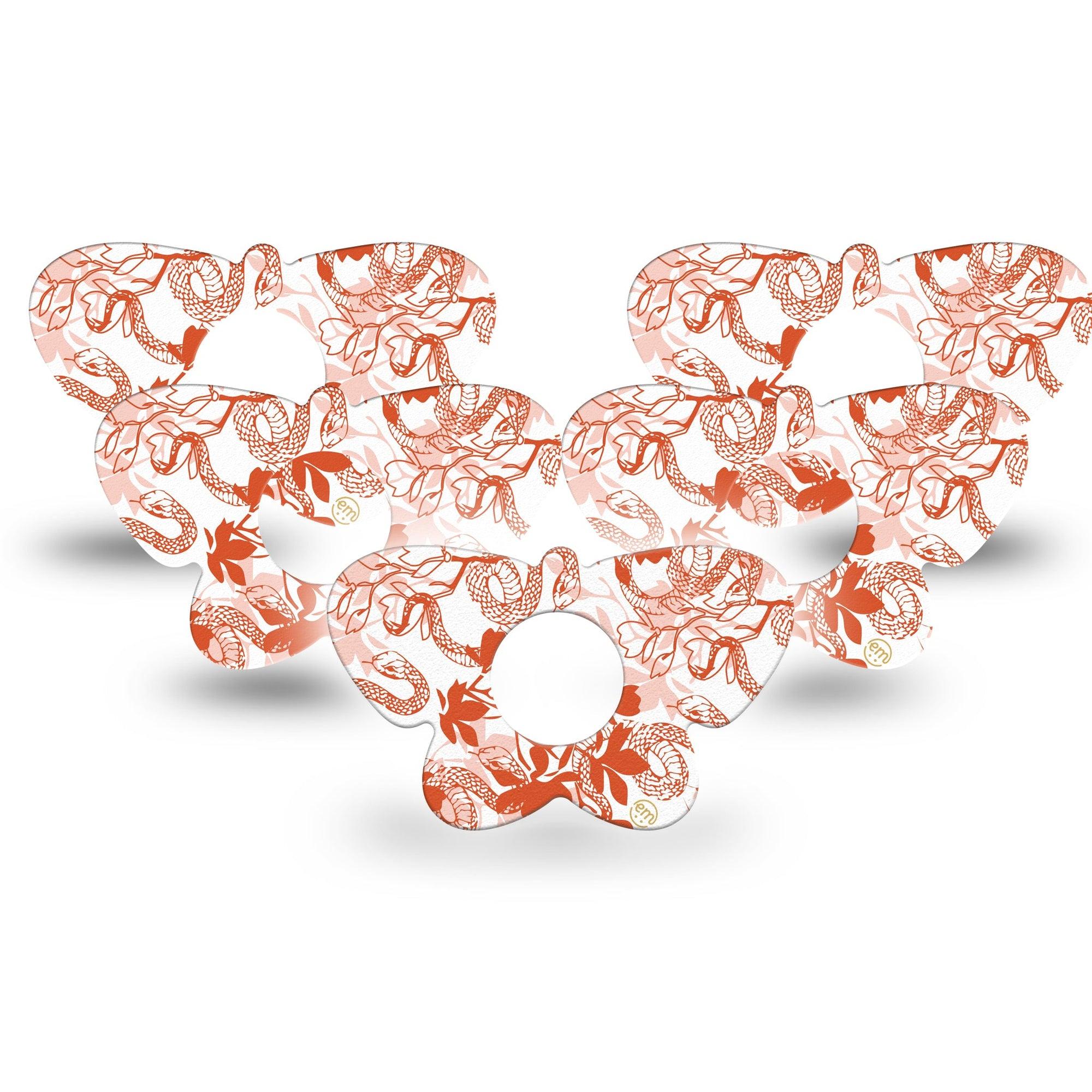 ExpressionMed Lava Coil Floral Infusion Set Butterfly Shape Tape 10-Pack Tape Cute Sunset Orange Snake Pattern, Plaster Continuous Glucose Monitor Design