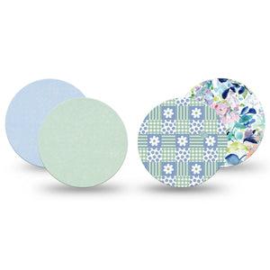 ExpressionMed Soft Balance Dexcom G7 and Dexcom Stelo Glucose Biosensor System OverPatch, 4-Pack Tape Spring blues greens Overlay Tape for CGM