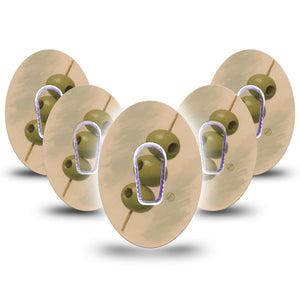 ExpressionMed Olives Dexcom G6, 5-Pack Tape and 5-Pack Sticker Olive art Decorative Decal for CGM