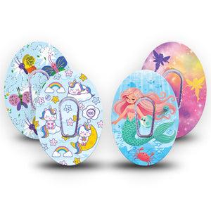 ExpressionMed Mythical Magic Variety Pack Dexcom G6 Tape 4-Pack Tape and 4-Pack Sticker Variety Cute Adventure Theme, Plaster Continuous Glucose Monitor Design