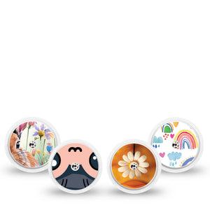 ExpressionMed Spring Friends Freestyle Libre, Libre 2 Plus, and Abbott Lingo Sticker, 4-Pack Sticker Kids animated animals Overlay Patch for Continuous Glucose Monitor