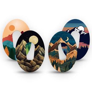 ExpressionMed Mountain Escapade Dexcom G6, 4-Pack Tape bold nature landscape pattern Decorative Adhesive Tape for CGM