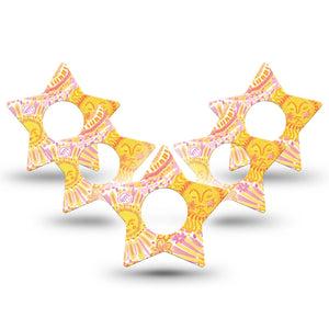 ExpressionMed Bright Sunshine Infusion Star, 10-Pack sunny yellow pattern Waterproof Sensor Cover For Pump
