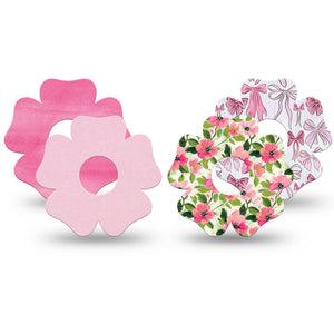 ExpressionMed Soft Pink Freestyle Libre 3 and Libre 3 Plus Flower, 4-Pack Tape Solids and prints mix Adhesive Tape for Continuous Glucose Monitor