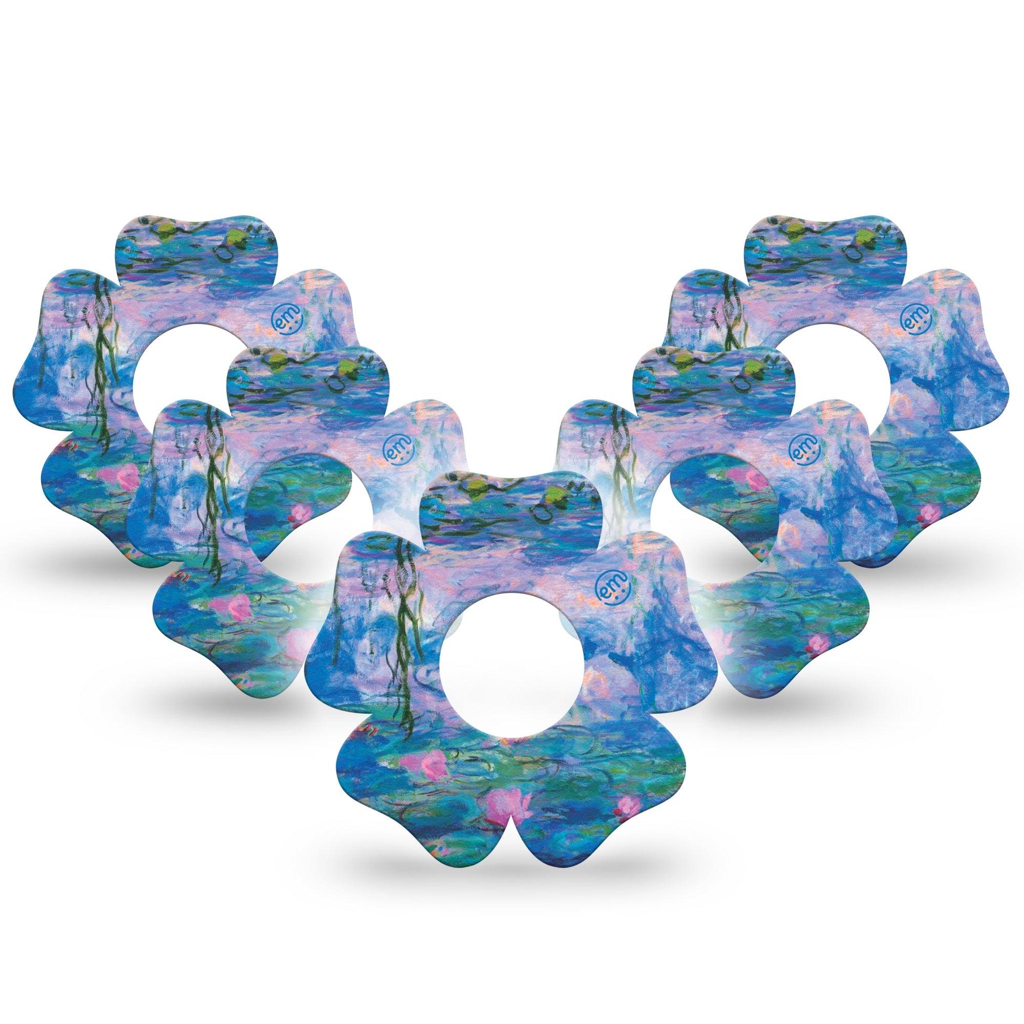 ExpressionMed Monet Water Lilies Infusion Set Flower Shape Tape 10-Pack Tape Artistic Masterpiece, Plaster Continuous Glucose Monitor Design