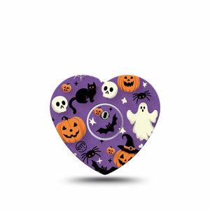 ExpressionMed Happy Halloween Freestyle Libre 3 Heart Shape Tape Single Tape and Single Sticker Halloween Concept Decorations Patch CGM Design