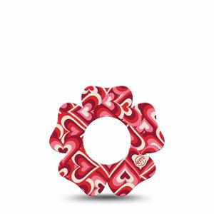 ExpressionMed Valentine Hearts Freestyle Libre 2 Flower Shape Tape, Abbott Lingo,  Single Tape Psychedelic Hearts Inspired, Fixing Ring Tape CGM Design