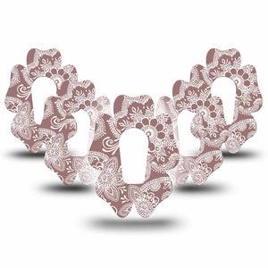 ExpressionMed Henna Dexcom G6 Flower Shape Tape 5-Pack Tape Henna Illustration Adhesive Patch Continuous Glucose Monitor Design