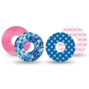 ExpressionMed Cotton Candy Coast Variety Pack Freestyle Libre 3 and Libre 3 Plus Tape, 4-Pack Tape Variety Dots and Lines, Adhesive Tape Continuous Glucose Monitor Design