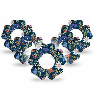 ExpressionMed Floral Folklore Freestyle Libre 2 Flower Shape Tape, Abbott Lingo, 5-Pack Butterfly and Flowers Themed Fixing Ring Tape CGM Design