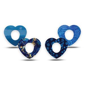 ExpressionMed Deep Currents Variety Pack Dexcom G7 Heart Shape Tape, Dexcom Stelo Glucose Biosensor System, 4-Pack Tape Variety, Moody Blue Geometrical Patterns, Overlay Patch CGM Design