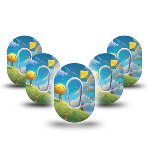 ExpressionMed Summer Kite Dexcom G6 Mini Tape, 5-Pack Tape and 5-Pack Sticker Flying Kite, Adhesive Tape CGM Design