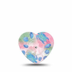 ExpressionMed Turtley One-derful Freestyle Libre, Libre 2 Plus, and Abbott Lingo Heart, Single Tape and Single Sticker Pink hibiscus blue turtles Decorative Adhesive Tape for CGM