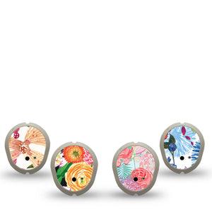 ExpressionMed Bloom Pop Dexcom G7 and Dexcom Stelo Glucose Biosensor System Sticker, 4-Pack Sticker Fun flowers Sensor Cover for Continuous Glucose Monitor