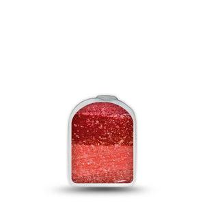 ExpressionMed Brushed Glitter Omnipod Surface Center Sticker Single Sticker Red Art Themed Vinyl Decoration Pump Design