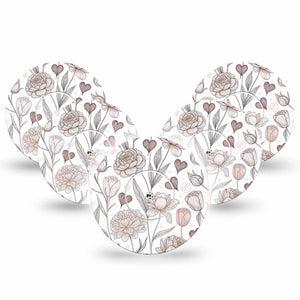 ExpressionMed Minimalist Botanical Freestyle Libre, Libre 2 Plus, and Abbott Lingo, 5-Pack Tape and 5-Pack Sticker Organic line art florals Accessories for Continuous Glucose Monitor