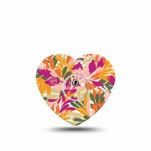 ExpressionMed Retro Brush Stroke Freestyle Libre 3 and Libre 3 Plus Heart Shape Tape Single Tape and Single Sticker Vivid-Toned Painted Stroke, Patch CGM Design