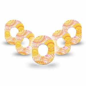 ExpressionMed Bright Sunshine Dexcom G7 and Dexcom Stelo Glucose Biosensor System Mini, 5-Pack sunny floral pattern Accessories for Continuous Glucose Monitor