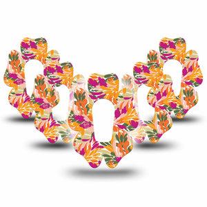 ExpressionMed Retro Brush Stroke Dexcom G6 Flower Shape Tape 5-Pack Tape Plant-Like Brush Painted Print, Adhesive Patch Continuous Glucose Monitor Design