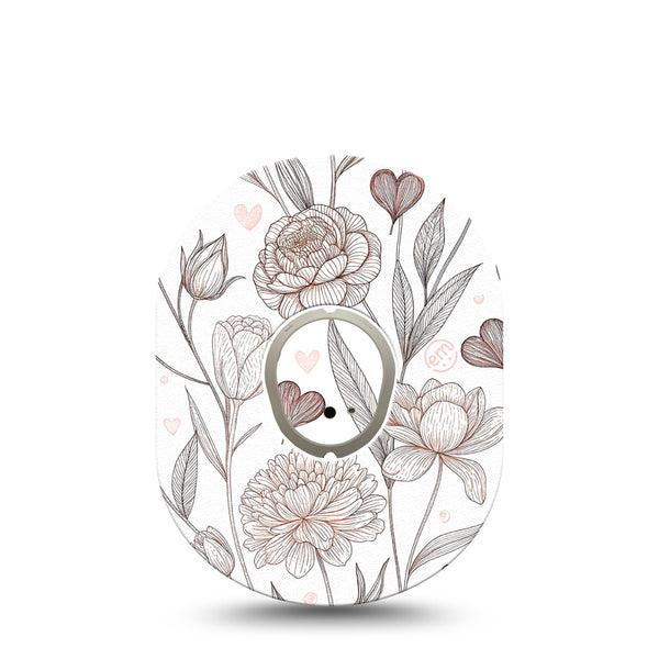 ExpressionMed Minimalist Botanical Dexcom G7 and Dexcom Stelo Glucose Biosensor System, Single Tape and Single Sticker Organic line art florals Overlay Patch for CGM
